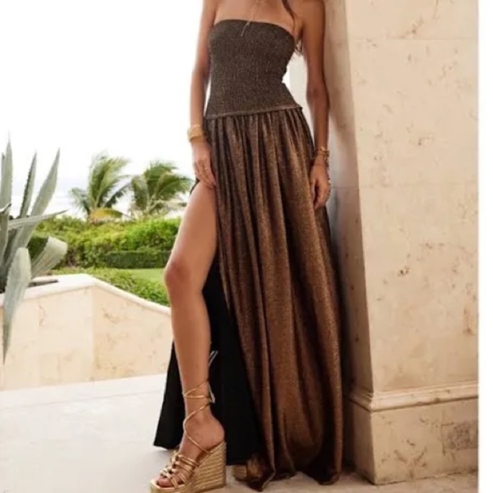 Ramy Brook Calista Metallic Smocked Dress
